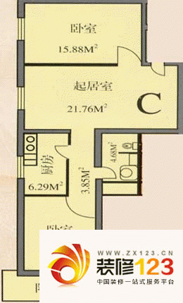 望京新居户型图1室1厅1卫1厨