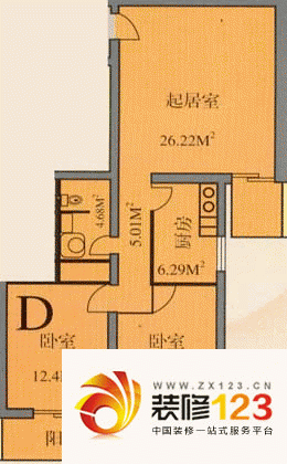 望京新居户型图1室1厅1卫1厨