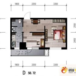 中安美寓户型图小高层D户型图 1室1厅1卫