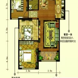 乌鲁木齐呈信铂晶湾呈信铂晶湾户型图11号楼c1a户型 3室2厅2卫1厨图片