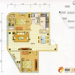 六合轩府户型图2号楼标准层B户型 2室2厅1卫1厨