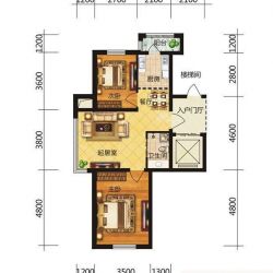 冠城国际户型图81.37平户型图 2室2厅1卫1厨