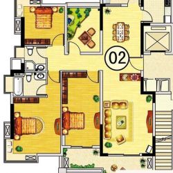 翰林国际户型图领颂6号楼02户型图 3室2厅2卫1厨