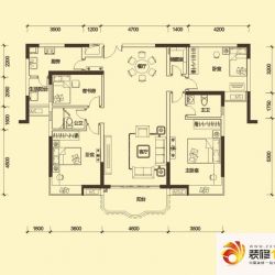 合生上观国际三期名门户型图二期M系标准层C户型 4室2厅2卫