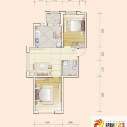 宝丰阁壹院户型图C户型图 2室1厅1卫1厨