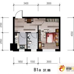 中安美寓户型图小高层Ba1户型图 1室1厅1卫