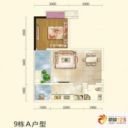 颐和京都户型图3期9栋A 1室1厅1卫