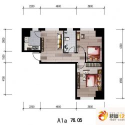 中安美寓户型图小高层A1a户型图 2室1厅1卫