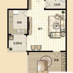 广厦城市之巅户型图1#A1户型 1室1厅1卫1厨