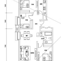 新天地美域户型图G-2户型 3室2厅1卫1厨