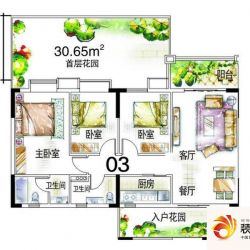 利泰花林湖畔6号楼1梯首层03户型户型图