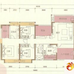 深业东城国际户型图05奢园阔邸户型 3室2厅2卫1厨