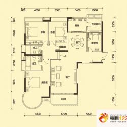 合生上观国际三期名门户型图二期M系标准层A户型 4室2厅2卫