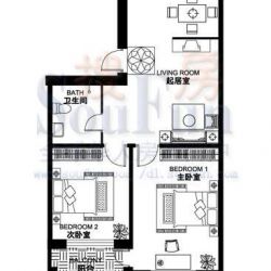 宏泰阳光上城户型图2室2厅1卫1厨