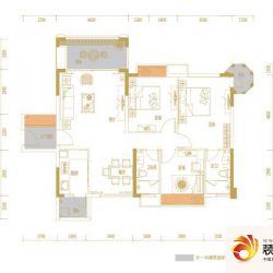 宏益公馆精英汇户型图A1户型三房两厅两卫118.3平米 3室2厅2卫1厨