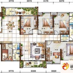 玉台华庭户型图2栋1单元03户型 5室2厅3卫1厨