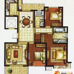 铭邦华府户型图A户型 3室2厅2卫1厨