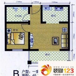 北坞嘉园户型图户型图 1室1厅1卫1厨