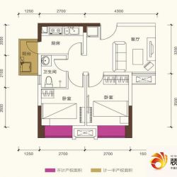 保利香槟光华户型图D2户型图 2室1厅1卫1厨