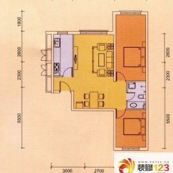 乌鲁木齐天悦龙庭天悦龙庭户型图a3户型 2室2厅1卫1厨图片大全-我的