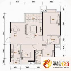 万科运河东1号银华院 3室 户型图