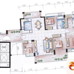 金山湖花园户型图3号小区302栋1单元04号房户型图 4室2厅2卫