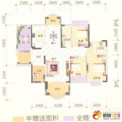 华轩三期桃花源户型图G户型 4室2厅2卫1厨