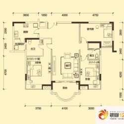 合生上观国际三期名门户型图二期L系标准层C户型 3室2厅2卫