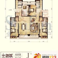 主语城别墅户型图1#-2#j户型 3室2厅4卫1厨