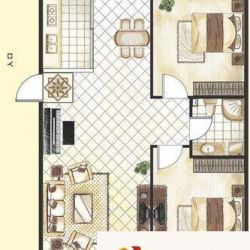 水岸花都户型图2室户型图 2室2厅1卫1厨