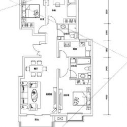 新天地美域户型图H-2户型 3室2厅2卫1厨