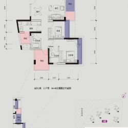 莱蒙水榭春天户型图6期B区1座C户型 3室2厅2卫1厨