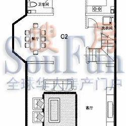 鸿华高尔夫庄园户型图C2户型三层 1室2厅1卫1厨