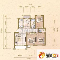长海梦花园户型图321 122.5 3室2厅2卫1厨