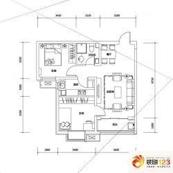 新天地美域户型图F-2户型 2室1厅1卫1厨