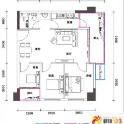 鹏达御西湖户型图1号楼01户型 3室2厅1卫1厨