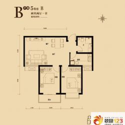 宜佳上东城户型图5号楼B户型两室两厅一卫 2室2厅2卫1厨