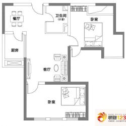 创智坊户型图86平米户型 2室2厅1卫1厨