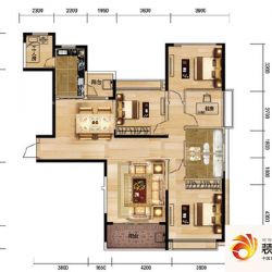 合肥恒大城户型图43#、44#C户型 4室3厅2卫1厨