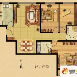 庄维花园户型图P1户型 2室2厅2卫1厨