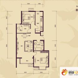 首开常青藤户型图9-E户型 3室2厅1卫1厨