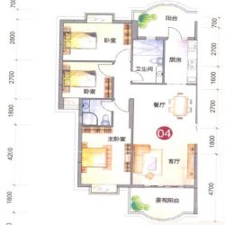 华轩三期桃花源户型图三期E栋01单元4户型 3室2厅2卫1厨