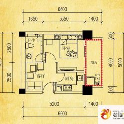 博澳名苑户型图户型单页E 1室1厅1卫1厨