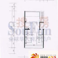 财满街财经中心户型图9号楼D六层户型 1室2厅1卫1厨