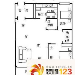 绿荫芳邻户型图户型图 2室2厅2卫1厨