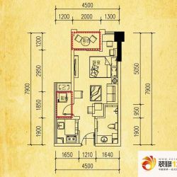 博澳名苑户型图户型单页B(改) 1室1厅1卫1厨