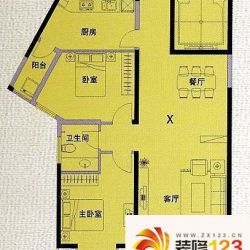 明发滨江新城户型图三期x户型图 2室2厅1卫