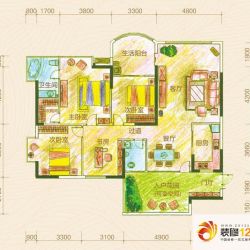 黔灵文峰苑户型图1单元2号房3单元1号房户型 4室2厅2卫1厨