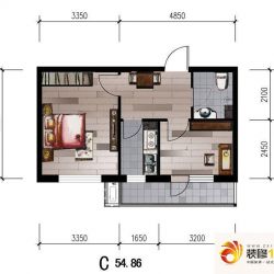 中安美寓户型图小高层C户型图 1室1厅1卫