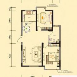 信达东湾半岛户型图二期e3户型图 2室2厅1卫